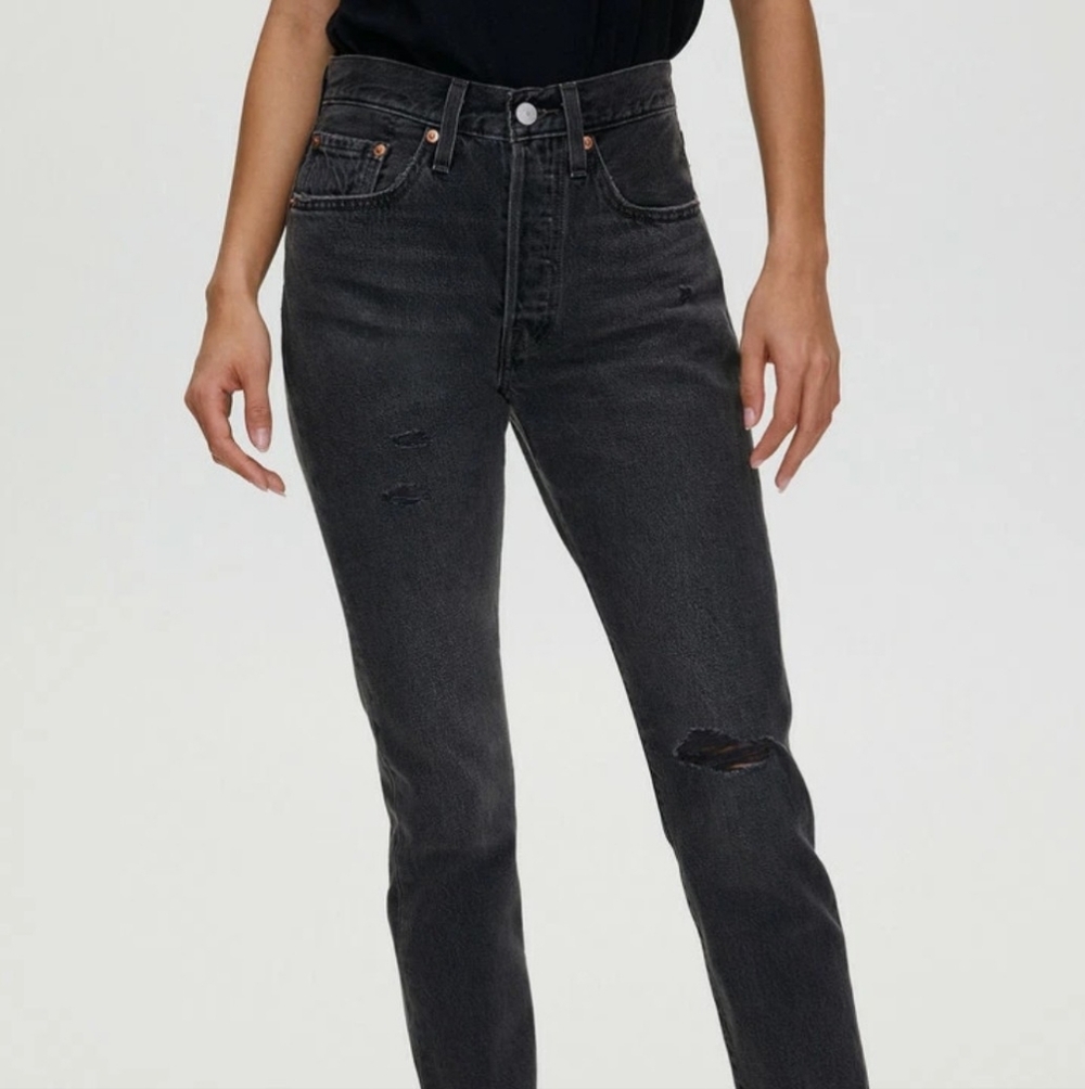 Levi’s 501 Ripped High Waist Skinny Jeans Black Mail Women W25 x L30 ( XS/2)